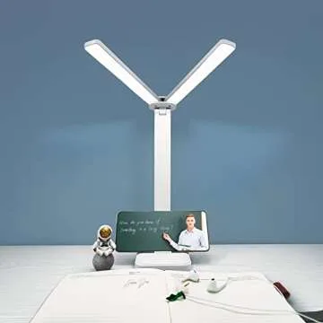 LuxLumin White Portable Desk Lamp with 3 Modes