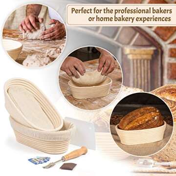 Bread Banneton Proofing Basket, Oval 11" Set of 2, Sourdough Bread Baking Supplies Starter Kit, Bread Making Tools, Bread Basket Gift Set, by Criss Elite