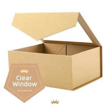 PACKQUEEN Kraft Gift Boxes with Windows for Elegant Gifting