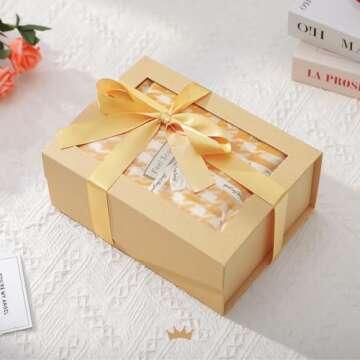 PACKQUEEN Kraft Gift Boxes with Windows for Elegant Gifting
