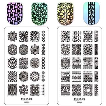 Nail Stamping Plate Nail Stamper - Ejiubas Nail Stamping Kit Nail Art Stamp 3 Pcs Nail Stamper Plates 1 Clear Nail Art Stamper DIY Nail Stamp Kit EJB-01 06 08