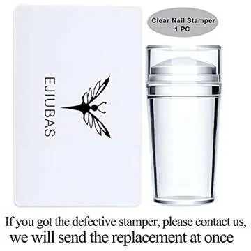 Nail Stamping Plate Nail Stamper - Ejiubas Nail Stamping Kit Nail Art Stamp 3 Pcs Nail Stamper Plates 1 Clear Nail Art Stamper DIY Nail Stamp Kit EJB-01 06 08