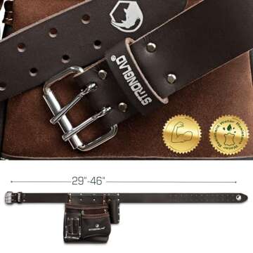 STRONGLAD Tool Belt - Carpenter Tool Belt - Electrician Tool Belt, Electrician Tool Pouch, Leather Tool Pouch, Utility Belt, Tool Belts for Men - Morrales de Construccion, Cinturon para Herramientas