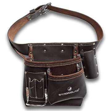 STRONGLAD Tool Belt - Carpenter Tool Belt - Electrician Tool Belt, Electrician Tool Pouch, Leather Tool Pouch, Utility Belt, Tool Belts for Men - Morrales de Construccion, Cinturon para Herramientas