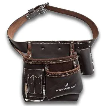 STRONGLAD Tool Belt - Carpenter Tool Belt - Electrician Tool Belt, Electrician Tool Pouch, Leather Tool Pouch, Utility Belt, Tool Belts for Men - Morrales de Construccion, Cinturon para Herramientas