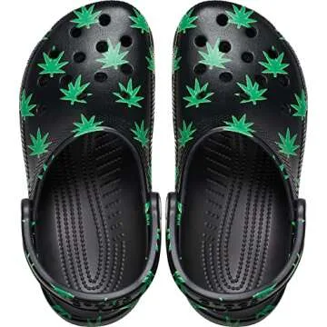 Crocs Unisex Classic Hemp Leaf Clogs, Half Baked and Weed Graphics, Black, Numeric_7 US Men