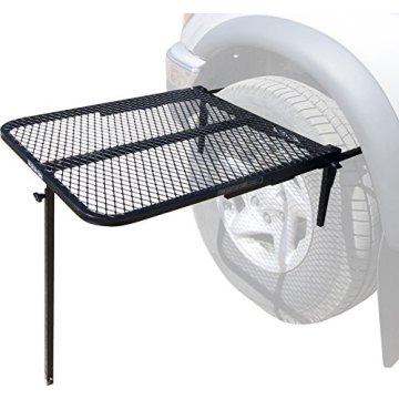 Tire Table Vehicle Tire-Mounted Steel Camping, Travel, Tailgating and Outdoor Work Table, Black (Ste...