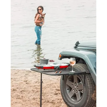 Versatile Tire-Mounted Camping Table for Outdoor Fun