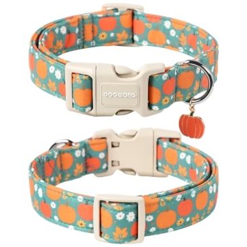 DOGWONG Fall Pumpkin Dog Collar- Cute Fall Holiday Dog Collars Adjustable Halloween Dog Collar for S...