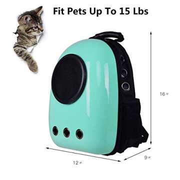 Giantex Astronaut Pet Cat Dog Puppy Carrier Travel Bag Space Capsule Backpack Breathable (Light Green)