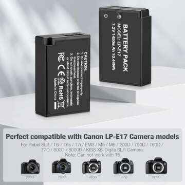 LP-E17 Battery Pack & Dual USB Charger for Canon Cameras