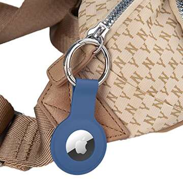 Holder Case for AirTags Ultra Light Silicone Sleeve for AirTags Durable Anti-Scratch Protective Skin Cover with Anti-Losing Keychain Ring Accessory Compatible with Apple AirTags Navy