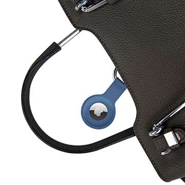 Holder Case for AirTags Ultra Light Silicone Sleeve for AirTags Durable Anti-Scratch Protective Skin Cover with Anti-Losing Keychain Ring Accessory Compatible with Apple AirTags Navy