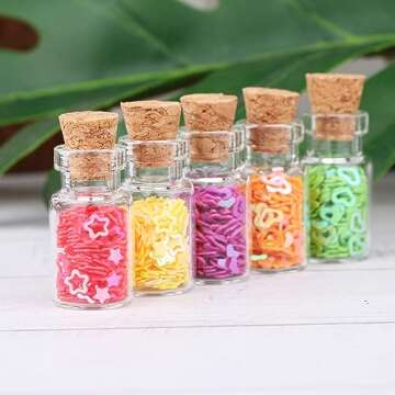 MaxMau 100pcs 1ml Small Mini Glass Bottles Jars with Cork Stoppers Tiny Vials for DIY Art Crafts Wedding Favors