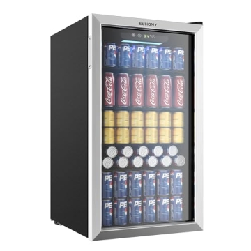EUHOMY 126 Can Mini Beverage Refrigerator with Glass Door