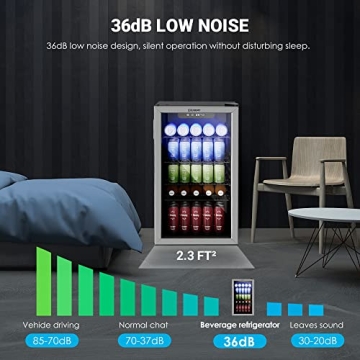 EUHOMY 126 Can Mini Beverage Refrigerator with Glass Door