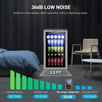 EUHOMY 126 Can Mini Beverage Refrigerator with Glass Door