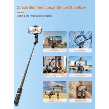 Gimbal Stabilizer for Smartphone,KOSCHEAL 2-Axis Auto Face Tracking Selfie Stick for iPhone,360°Rot...