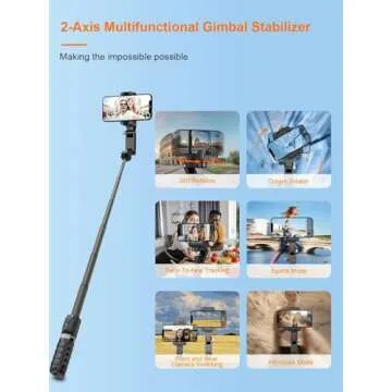 Gimbal Stabilizer for Smartphone,KOSCHEAL 2-Axis Auto Face Tracking Selfie Stick for iPhone,360°Rot...