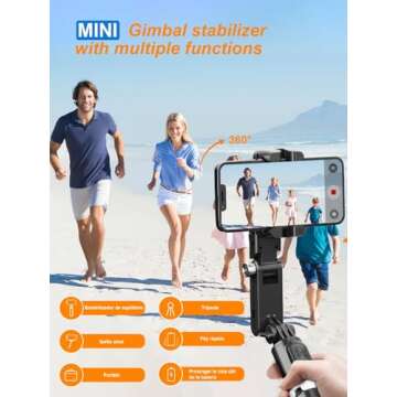 Gimbal Stabilizer for Smartphone,KOSCHEAL 2-Axis Auto Face Tracking Selfie Stick for iPhone,360°Rotation with Remote for Android and iPhone,Ideal for Vlogging,YouTube,TikTok Video Recording