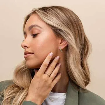 2 Pairs Silver Plated Minimalist Geometric Triangle Huggies Hoop Earrings, V Shaped Hoop Earrings for Women Present 1.3cm/1.8cm…