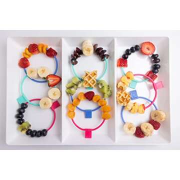 Skercle: the Skewer that's a Circle! Safe, enclosed circular skewers. Tapered Handle. Great for kids snacks, lunchboxes, finger food and party platters. Set of 3 with slim lightweight handle.