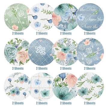Floral Scrapbook Paper 12 Designs Floral Pattern Paper 24 Sheet Blue Watercolor Rose Retro Floral Do...
