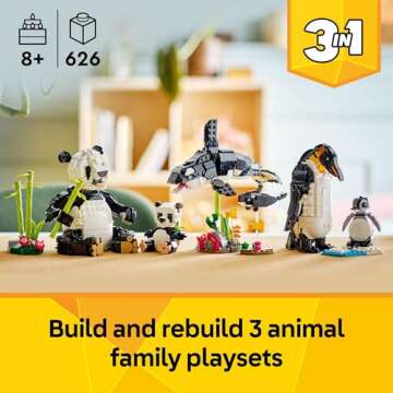 LEGO Creator 3 in 1 Wild Animals Panda Family - Building Toy with 3 Options for Kids 8+
