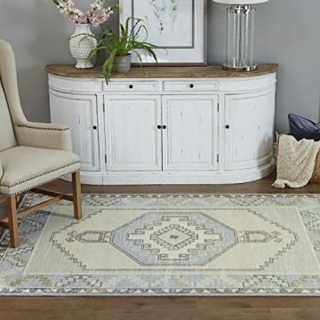 Momeni Anatolia Wool and Nylon Area Rug, 9'9" X 12'6", Light Blue
