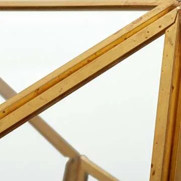 Amazon Brand – Rivet Modern Glass Diamond Candle Holder Lantern Terrarium Decor - 6.25 Inch, Gold-Finished Trim