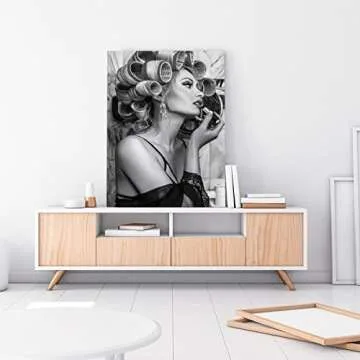 ToMart Retro Hair Salon Curling Iron Canvas Poster
