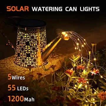 Otdair Solar Watering Can with Decorative Lights for Garden