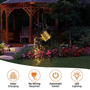Otdair Solar Watering Can with Decorative Lights for Garden