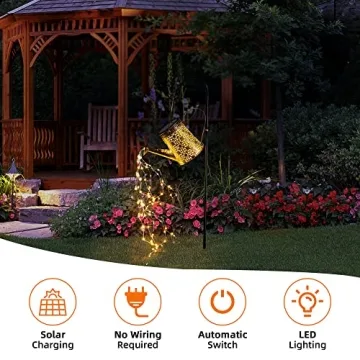 Otdair Solar Watering Can with Decorative Lights for Garden