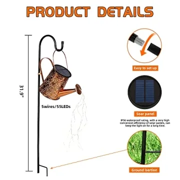 Otdair Solar Watering Can with Decorative Lights for Garden
