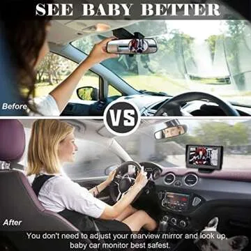 samfiwi Baby Car Mirror, Baby Car Camera Monitor with 4.3'' HD Night Vision Display and The Car Seat Camera for Baby Rear Facing with Wide Clear View to Easily Observe The Baby's Move While Driving