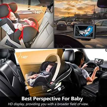 samfiwi Baby Car Mirror, Baby Car Camera Monitor with 4.3'' HD Night Vision Display and The Car Seat Camera for Baby Rear Facing with Wide Clear View to Easily Observe The Baby's Move While Driving