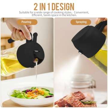 SWEET VIEW Oil Sprayer for Cooking, 16oz/470ml 2 In 1 Glass Olive Oil Sprayr & pourer for Kitchen, A...