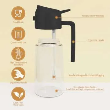 SWEET VIEW Oil Sprayer for Cooking, 16oz/470ml 2 In 1 Glass Olive Oil Sprayr & pourer for Kitchen, Air Fryer, Cooking, Salad, BBQ (Black)