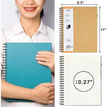 HANOTE 3 Packs Spiral Notebook, Spiral Ruled Journal with Hard Cover, 8.5" x 11", 240 Pages, 100 GSM...