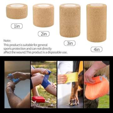 1"/2"/3"/4" Self Adhesive Bandage Wraps, 6pcs 5 Yard Breathable Elastic Wraps, Vet Wraps, 12 Colors ...