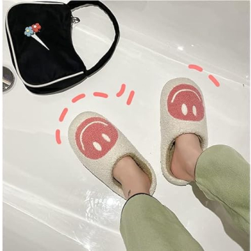 Cute Smile Face Slippers Comfortable and Fluffy Footwear