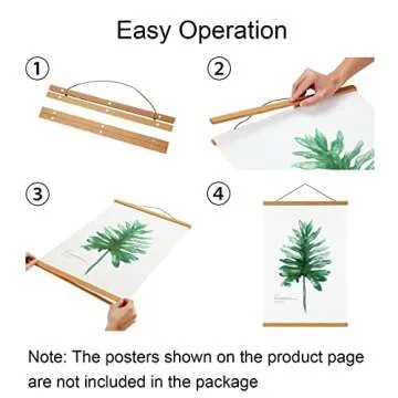 FALAMON 2 Pack Magnetic Poster Hanger Frame, 8x10 8x12 8x18 Teak Wood Magnet Poster Frame for Hanging Posters, Prints, Photos, Pictures, Maps, Scrolls, and Canvas Artwork