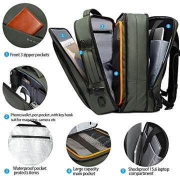 BANGE Expandable Travel Backpack – 35L airline approved and waterproof