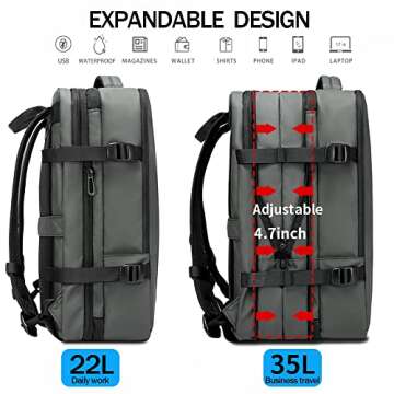 BANGE Expandable 35L Travel Backpack for All Travelers
