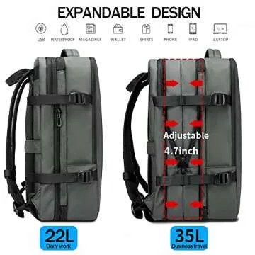 BANGE Expandable 35L Travel Backpack for All Travelers