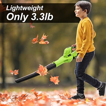 YOUGFIN 21V Cordless Leaf Blower Lightweight 6-Speed 160CFM