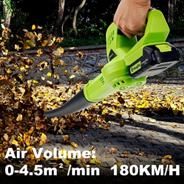 YOUGFIN 21V Cordless Leaf Blower Lightweight 6-Speed 160CFM