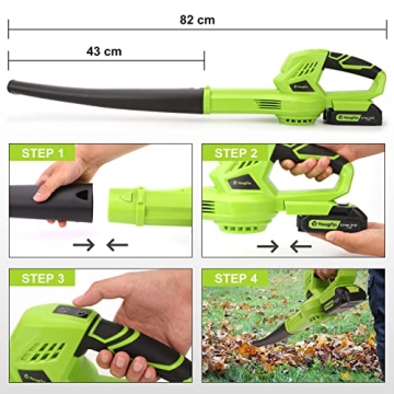 YOUGFIN 21V Cordless Leaf Blower Lightweight 6-Speed 160CFM
