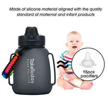 TakeToday 40 OZ Collapsible Water Bottle with Straw